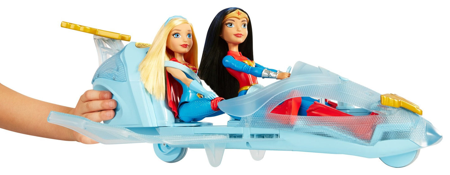 Mattel DC Super Hero Girls Wonder Woman & Invisible Jet Dolls, 19.0" Tall, Multicolor, Model DYN05