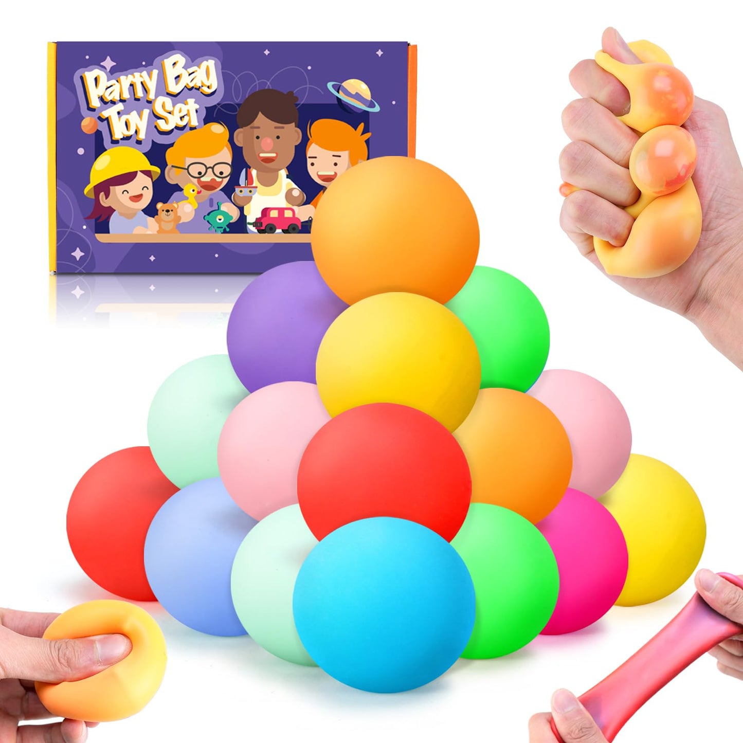 24Pcs Slow Rising Stress Balls,Color-Chaning Stress Balls for Kids,Fidget Sensory Toys for Relief,Autism Toys,Stocking Stuffers,