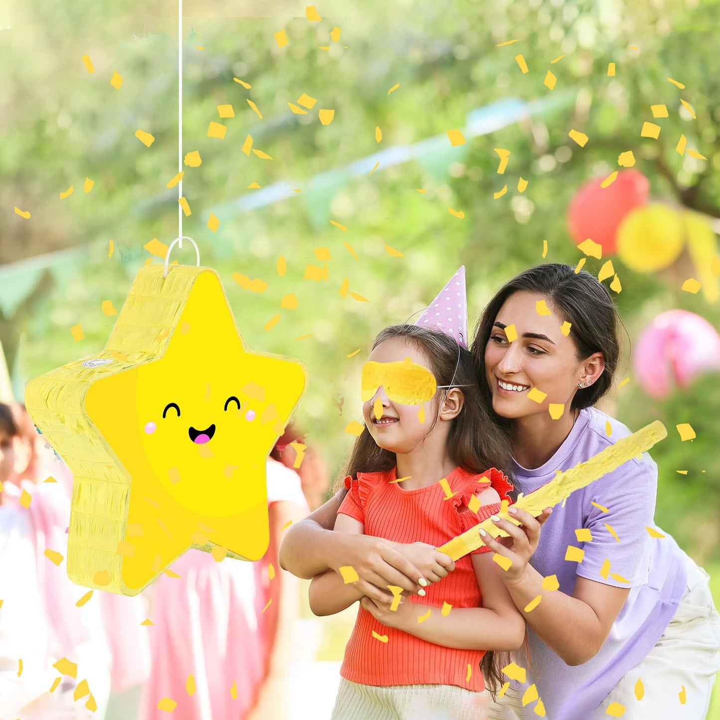 Hicarer Yellow Piata Star Piata for Kids Star Birthday Piata Star Yellow Foil Party Supplies Favors Piata Decor for Kids Birthda