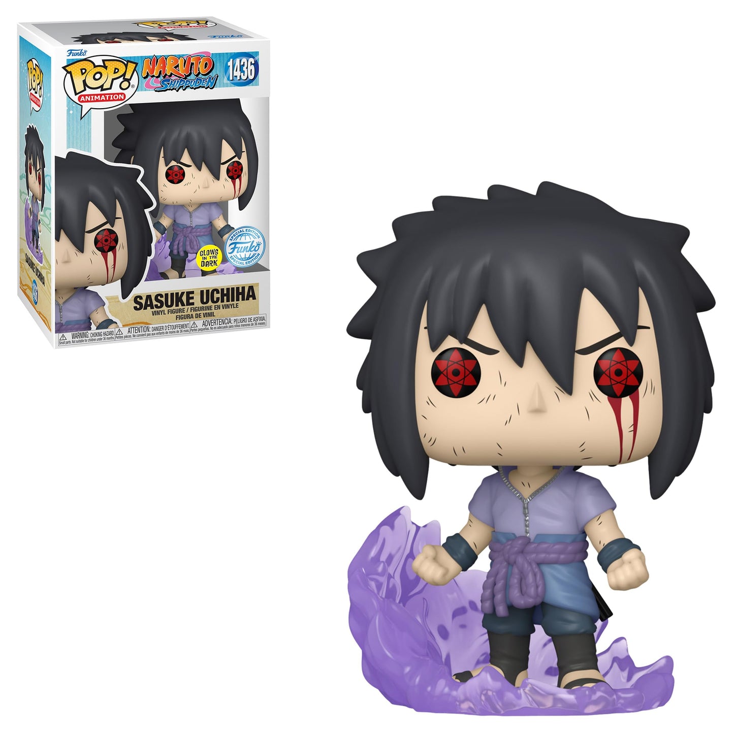 Funko Pop! Naruto Shippuden Sasuke Uchiha Half Susano Glow Exclusive #1436 - Multicolor Vinyl, Standard Size, Glows in The Dark