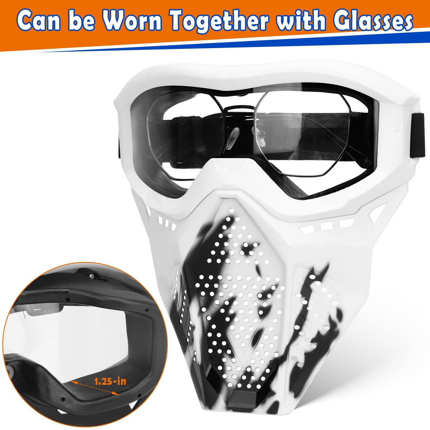 Pokonboy Upgraded 2 Pack Tactical Mask, Mask With Goggles Compatible With Nerf Rival, Apollo, Zeus, Khaos, Atlas, Artemis And N-