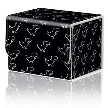 DEGDFSGR for TCG MTG Card Game Storage Box Organizer Trading Card Case Commander Deck Box Magnetic Closure Creative Pattern Up to 200 Cards  Little Dinosaur Black
