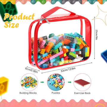 Sanwuta 3 Packs Toy Storage Bags With Zipper, Clear Pvc Organizing Bags, Waterproof Toy Bags For Board Games, Building Blocks, T