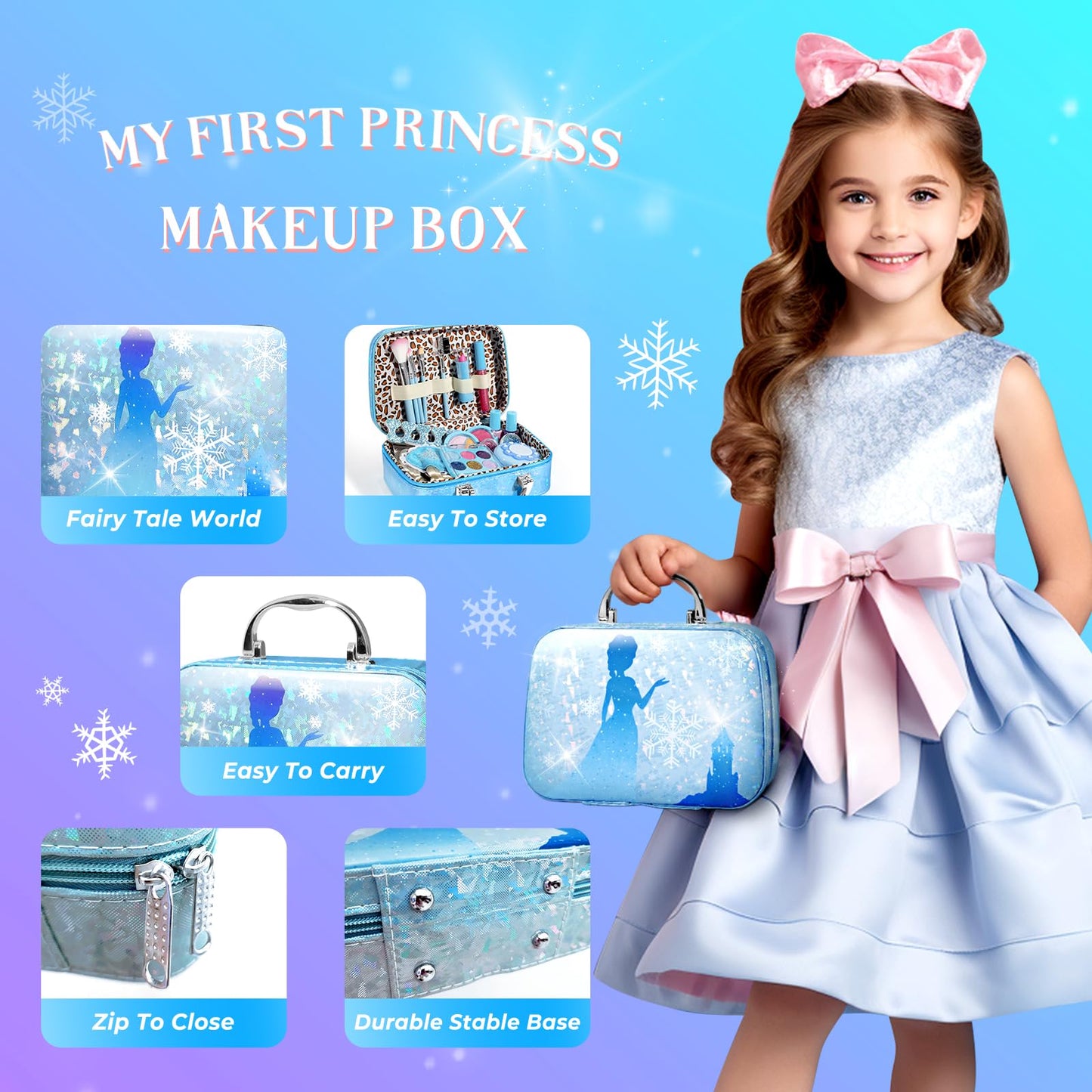 INNOCHEER Kids Makeup Kit for Girl Toys, Frozen Makeup Set for Girls, Real Washable Makeup Kit for Girls, Birthday Christmas Pri