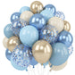 Dusty Blue Gold Balloons, 60 Packs 12 Inch Dusty Baby Blue Chrome Gold Blue Confetti Balloon Sand White Balloon For Boy Baby Sho