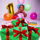 Deermon 4 Piece Green Christmas Gift Box Balloons With Red Ribbon, Square Shape Present Gift Box Cube Aluminum Foil Balloon For