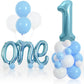 Toniful 27 Pcs 1St Birthday Balloons Set,40 Inch Light Blue Number 1 Balloon Light Blue One Letter Foil Balloon White Light Blue