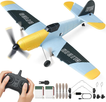 Vevor Rc Plane, 2.4Ghz 3 Channel Rc Airplane With 6-Axis Gyro Stabilizer&2 Batteries, Ready To Fly Bf-109 Fighter Aircraft Plane