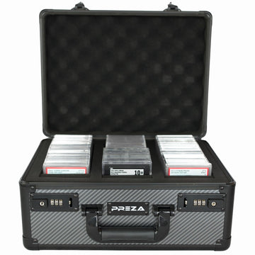 PREZA Graded Card Case - Slab Case for Graded Slabs - enhanced Trading Card Storage Box with Upgraded Combination and Key Lock (Large)