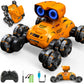 Fotgear Robot Toys for Boys Girls - 8 Wheels RC Stunt Car with Cool Lights & Music, LED Eyes, Flexible Head, Auto-Demo, 360 Rota