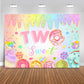 Mocsicka Donut Two Sweet Birthday Backdrop Sweet Candy Second Birthday Party Decorations Background Cake Table Banner Happy 2nd 