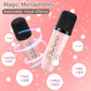 Mini Karaoke Machine With 2 Wireless Microphones, Adults Kids Toys, Gems Stickers, Portable Bluetooth Speaker, Christmas Birthday Gifts For Girls 4, 5, 6, 7, 8, 9 + Year Old (Pink)