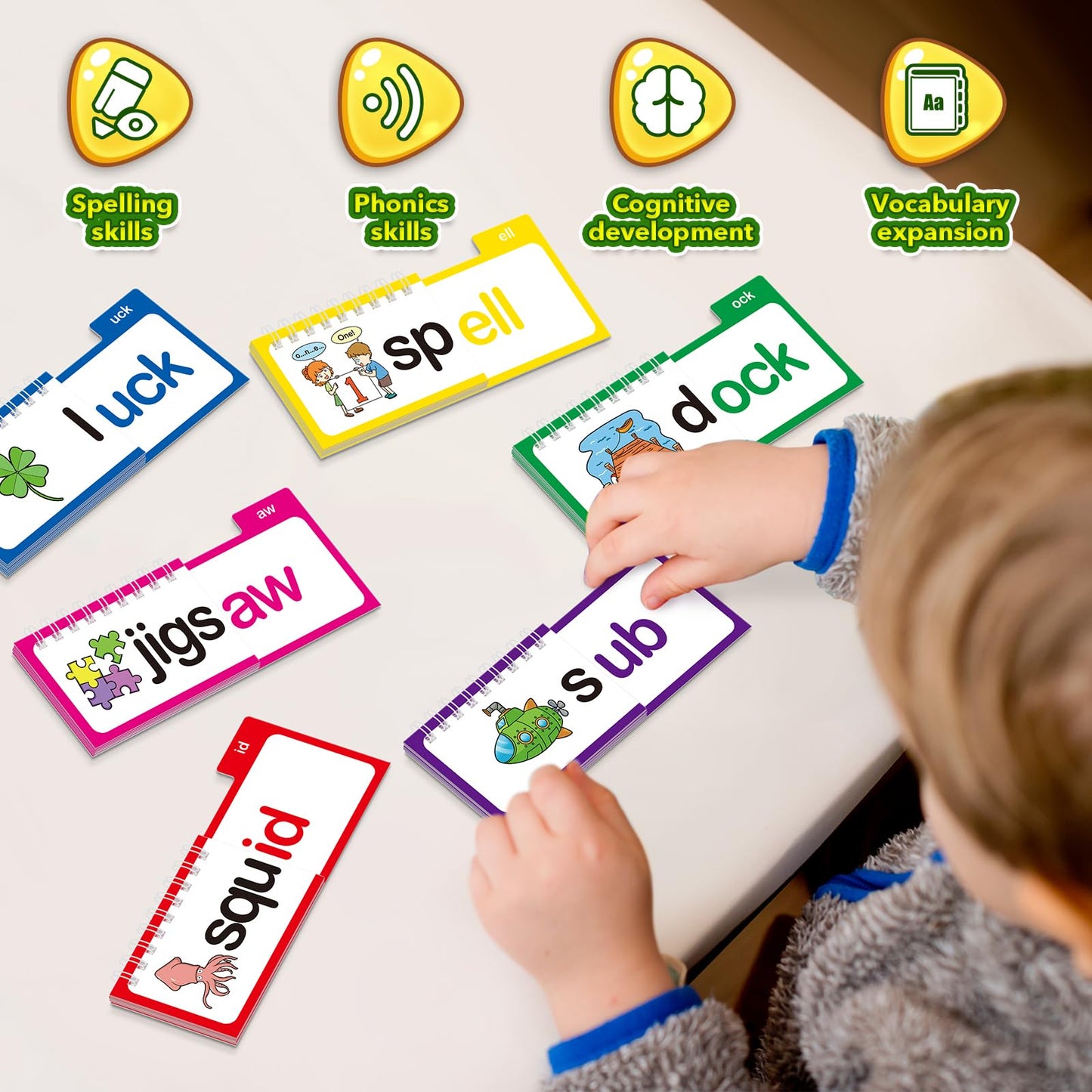Edulok Word Families, Letter Sounds Flash Cards, ABC Vocabulary Flashcards, Kindergarten Sight Word Flash Cards, Learn to Read P