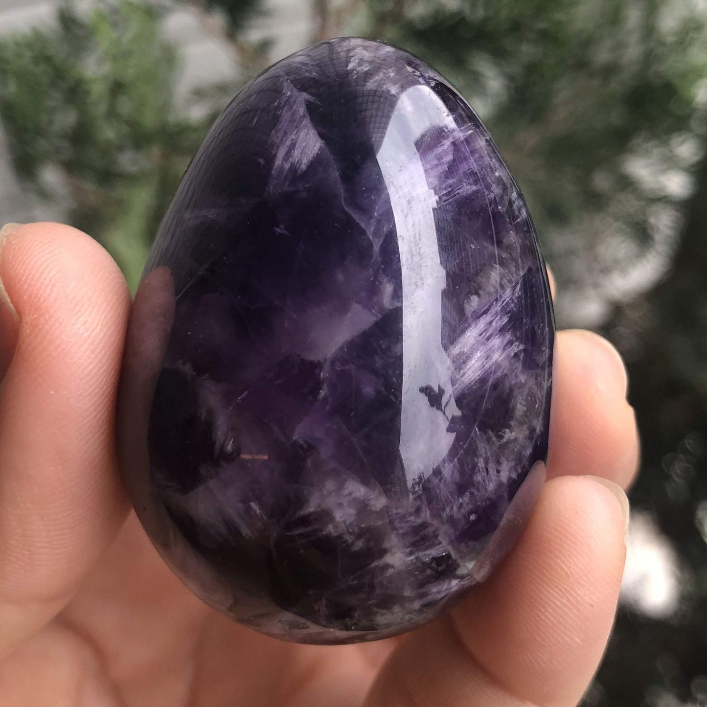 Favoramulet Polished Stone Egg For Easter Day, Palm/Pocket/Worry Enegry Healing Crystal Display Sphere Figurine Fengshui, Amethy