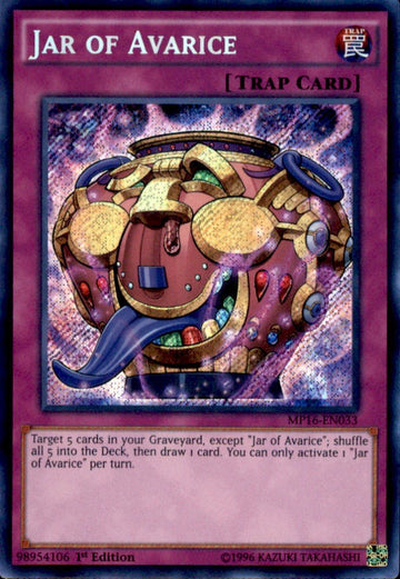 Yu-Gi-Oh! - Jar Of Avarice (Mp16-En033) - Mega Pack 2016-1St Edition - Secret Rare