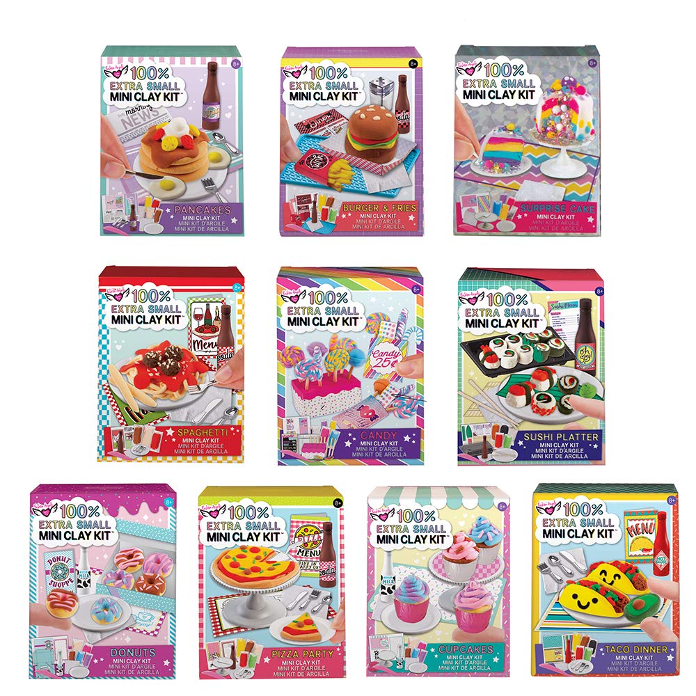 Fashion Angels Extra Small Mini Clay Kits (12317) - Air Dry Modeling Clay Set for Kids, Mini Food Kits Set (Set of 10)