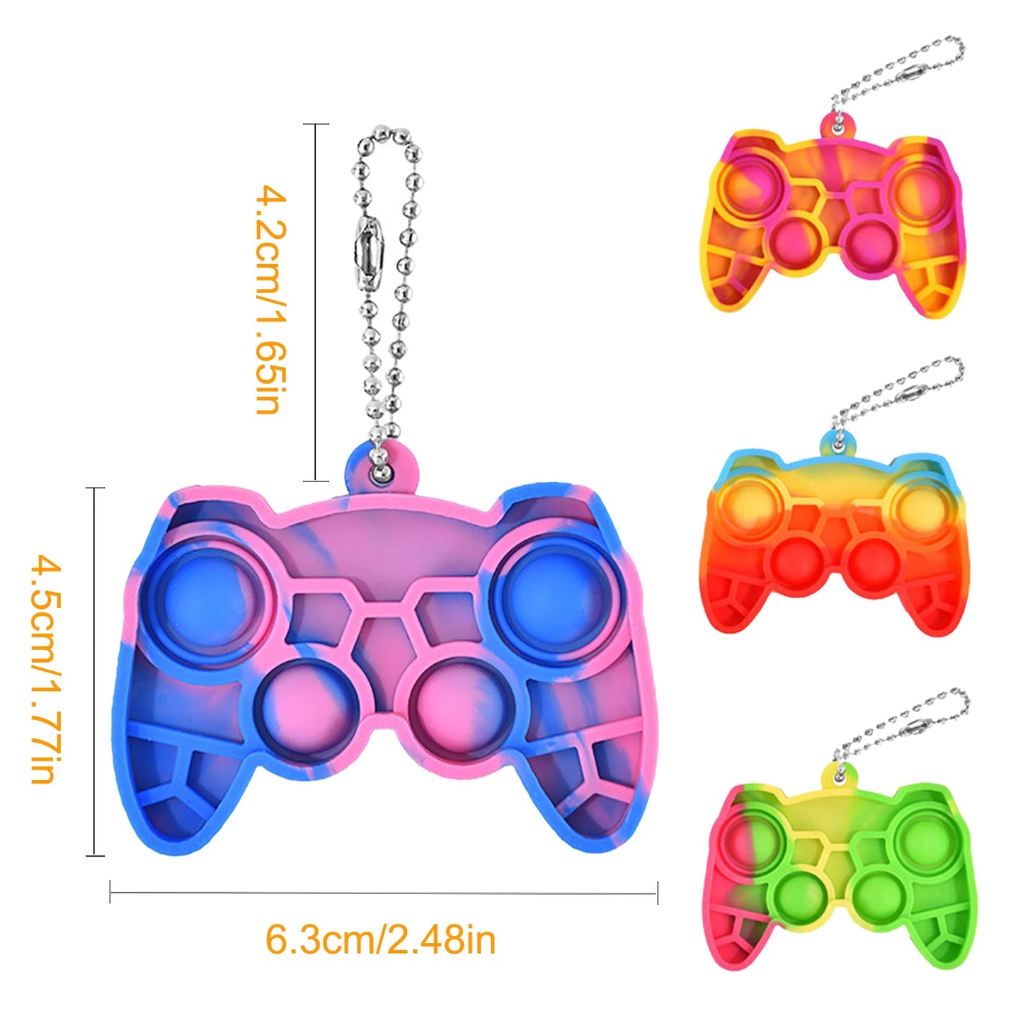 Whgamnce 16 Pcs Mini Pop Fidget Keychain,Tiny Push Pop Fidget Toy Back,Fidget Toys Bulk,Keychain Pop Bubble Toy,Anxiety Stress R