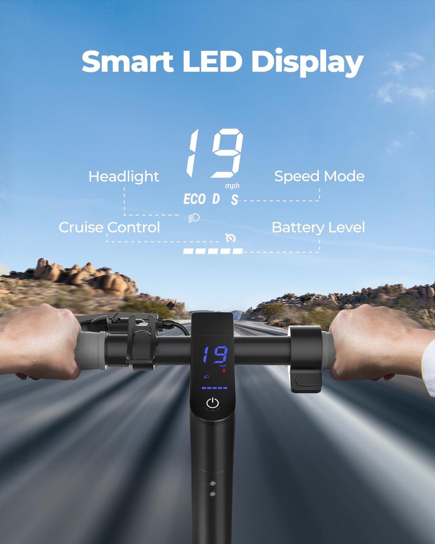 Volpam Electric Scooter, Powerful 350W-500W Motor, 21Miles Long Range, Top Speed 19/21 Mph, 8.5 '' /10 ' 'Solid Tires, Cruise Co