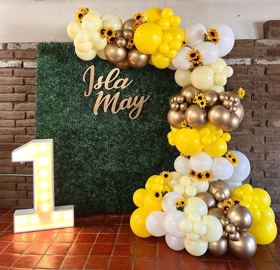 Nisocy Yellow Latex Balloon Arch Kit, 102Pcs 18In 12In 10In 5In Yellow Balloons Arch Garland For Birthday, Baby Shower, Wedding,
