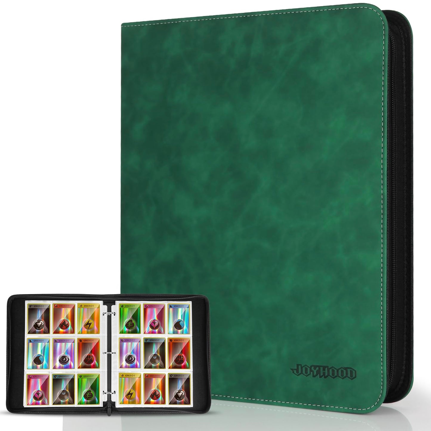 JoyHood Card Binder for Trading Card  Card Collection Binder with 9 Pocket - Hold Up to 900 Cards  Card Album Holder compatible with TCG/PM/MTG/OPCG/YGO Card (Dark Green  9 Pockets)
