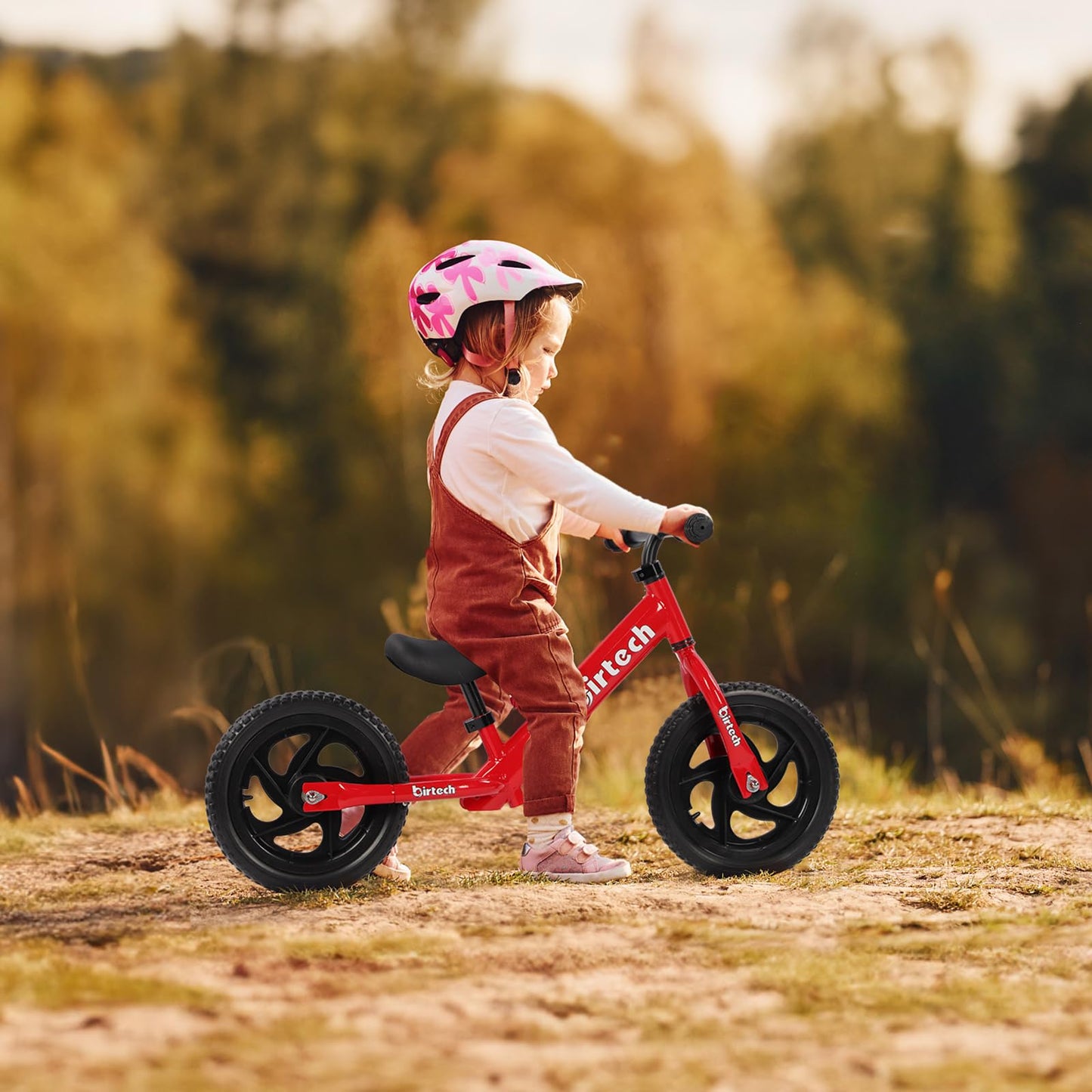 Birtech Balance Bike For 2-5 Years Old Kids 12 Inch Toddler Balance Bike Kids Indoor Outdoor Toys No Pedal Training Bicycle With Adjustable Seat Height, Red