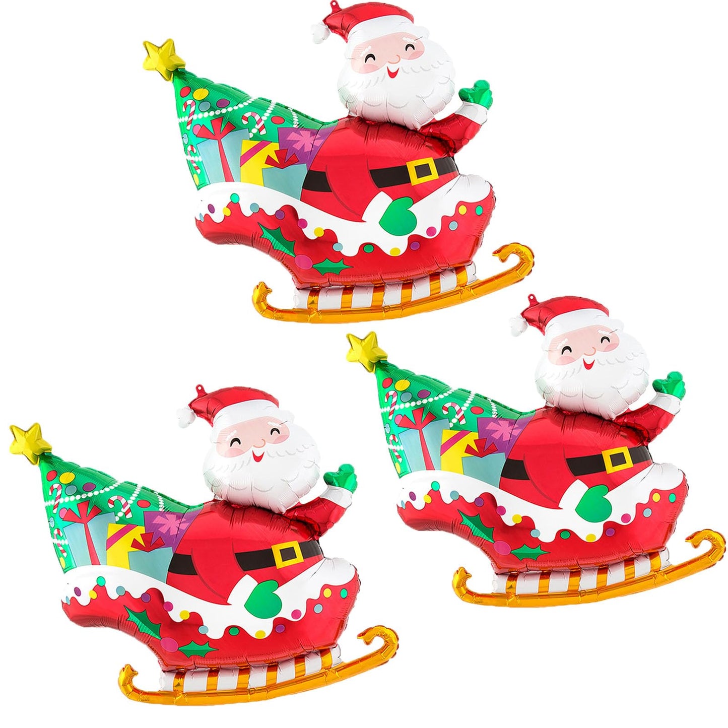 Hadckja Santa Claus Balloons Christmas Balloons Sleigh Santa Claus Foil Balloons For Christmas-Themed Party Birthday Party Suppl
