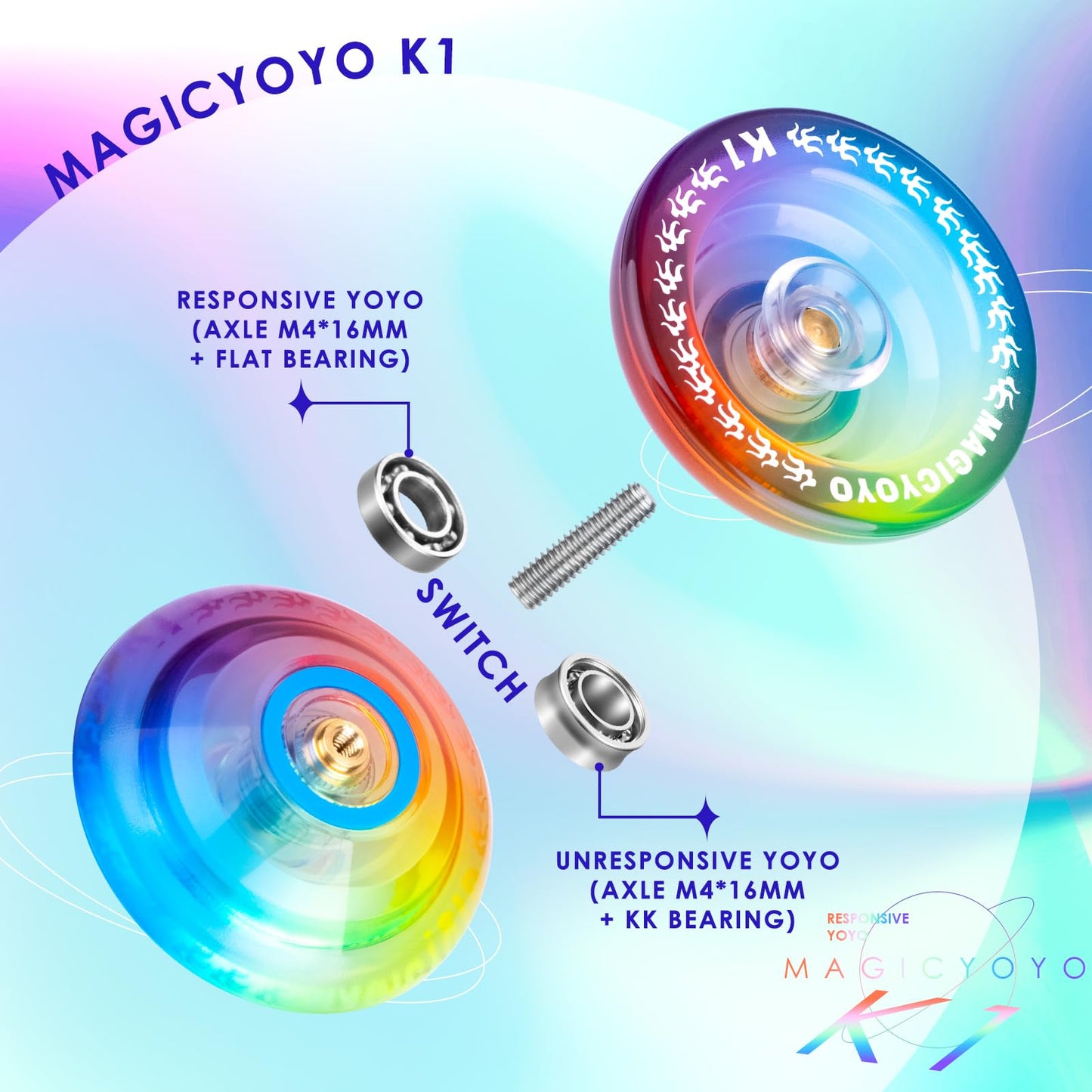 Magicyoyo Pack Of 2 Responsive Yoyos K1 Tug Return Hubstacks Yo-Yo For Kids Beginners Dual Purpose Yo Yo With Unresponsive Beari