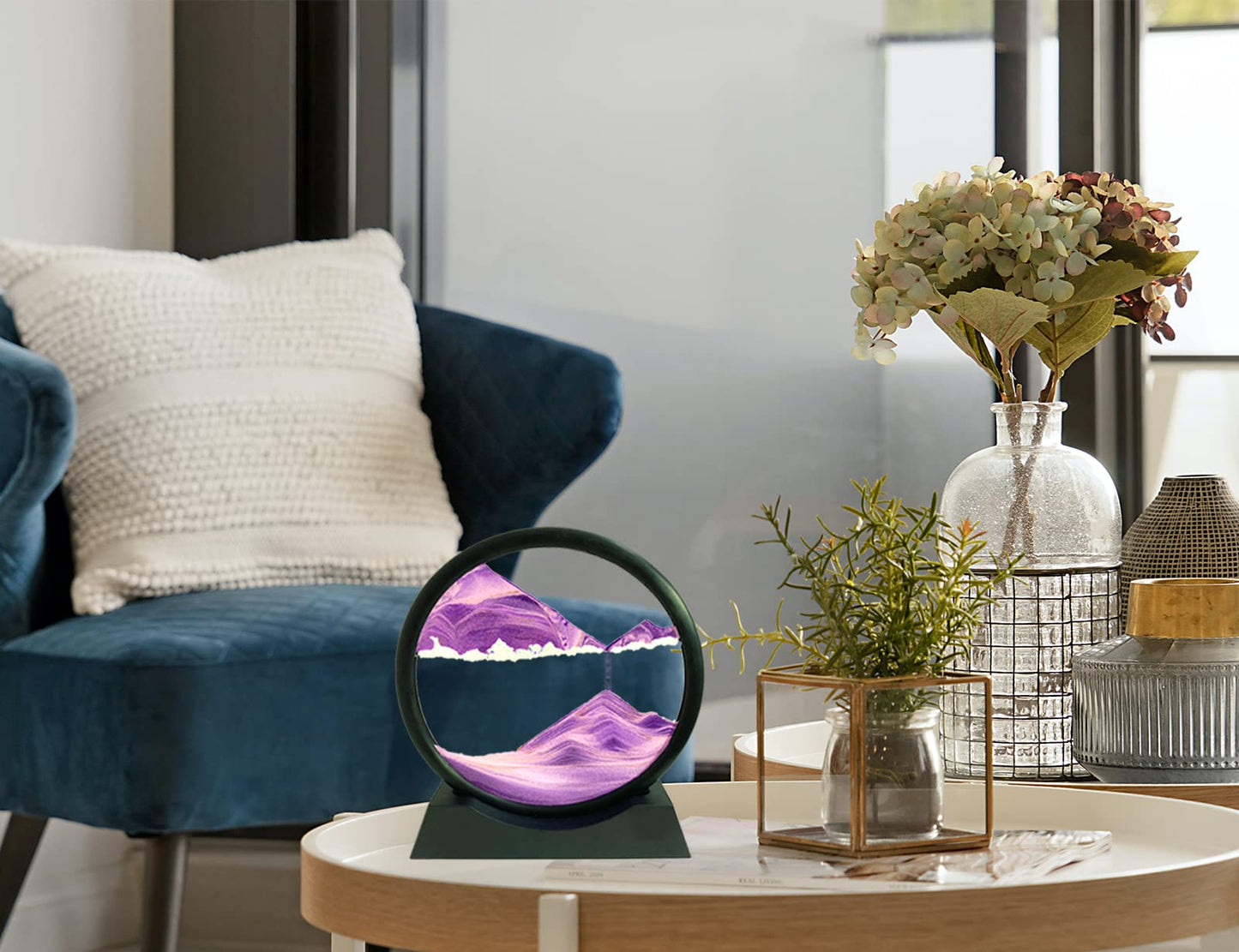 SANDCLE Moving Sand Art 3D Deep Sea Sandscape - 7" Purple Glass Decor