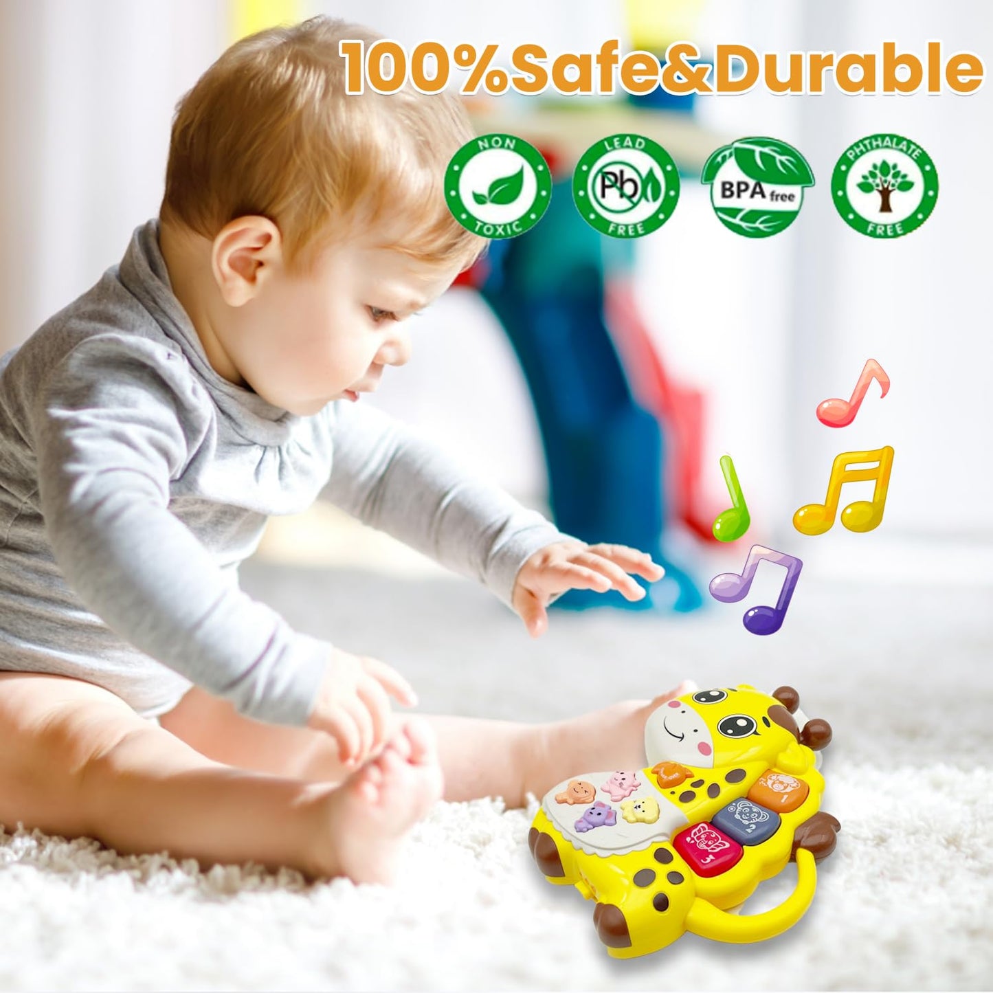 Baby Music Toys 12-18 Months, Animal Baby Piano Musical Light Infant Toys Toddlers Early Education Birthday Gift For 1 2 Year Ol
