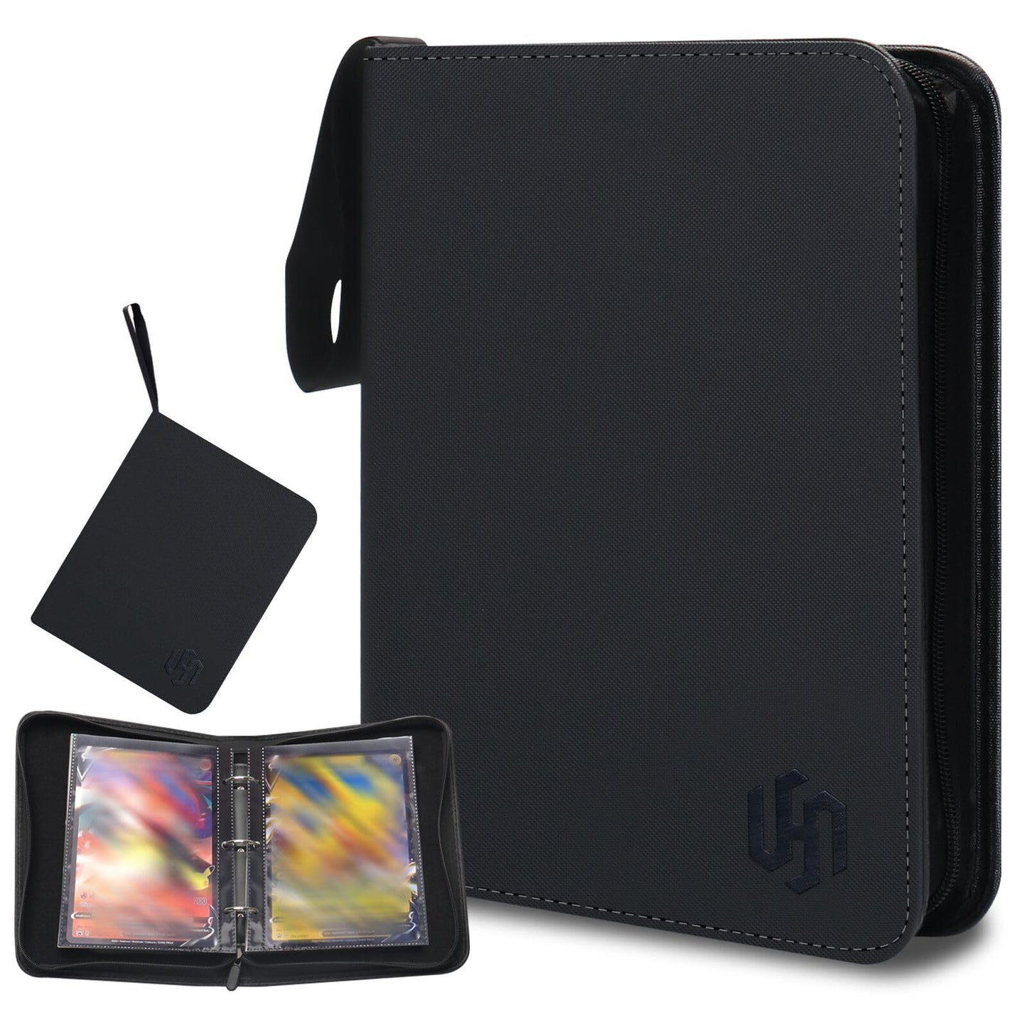 Jumbo Card Binder  HYMENEX 80 Pockets Trading Card Binder with 40 Removable Sleeves and Zipper for Jumbo Oversized Cards - Portable & Lightweight 5.9 x 8.1 (Size XL)