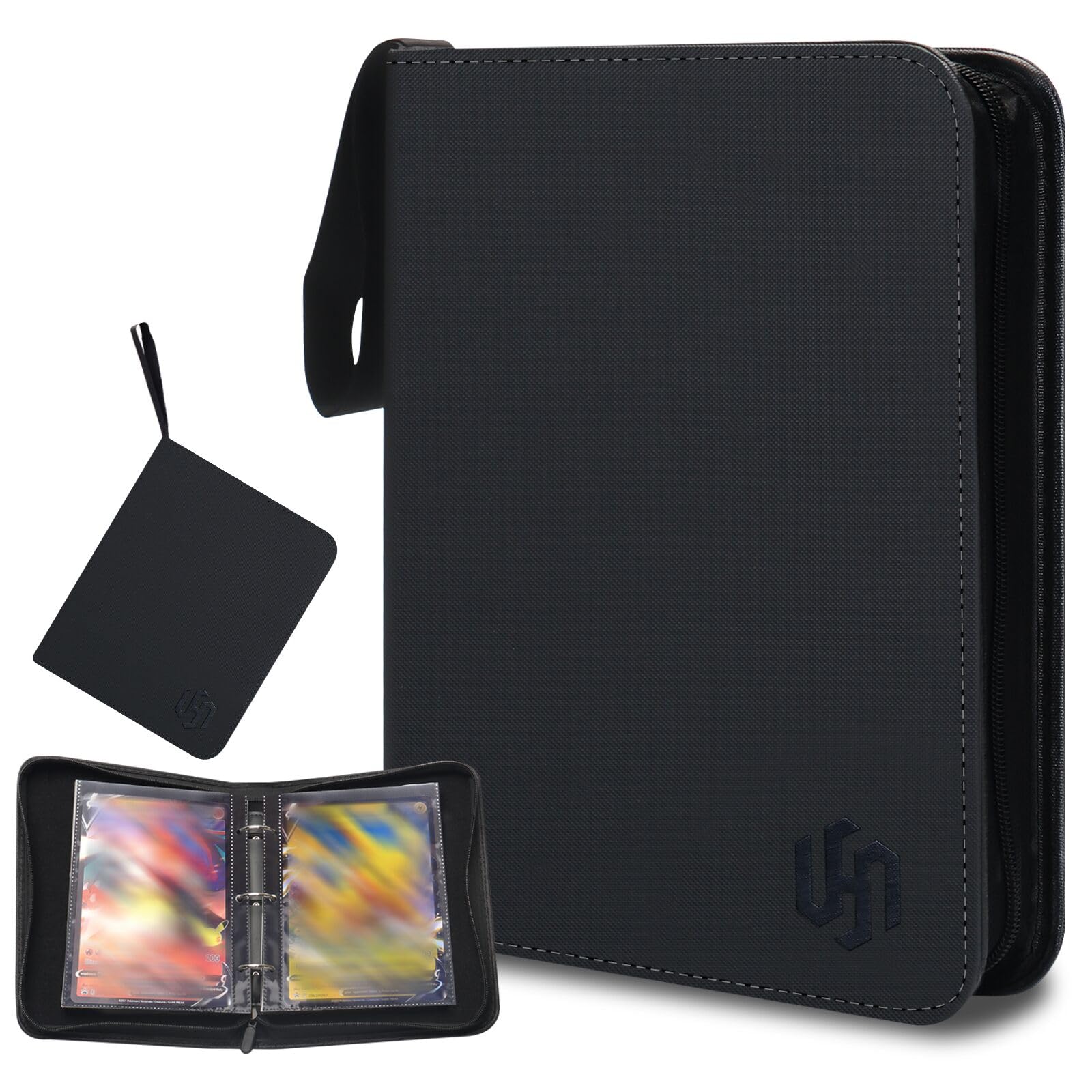 Jumbo Card Binder  HYMENEX 80 Pockets Trading Card Binder with 40 Removable Sleeves and Zipper for Jumbo Oversized Cards - Portable & Lightweight 5.9 x 8.1 (Size XL)