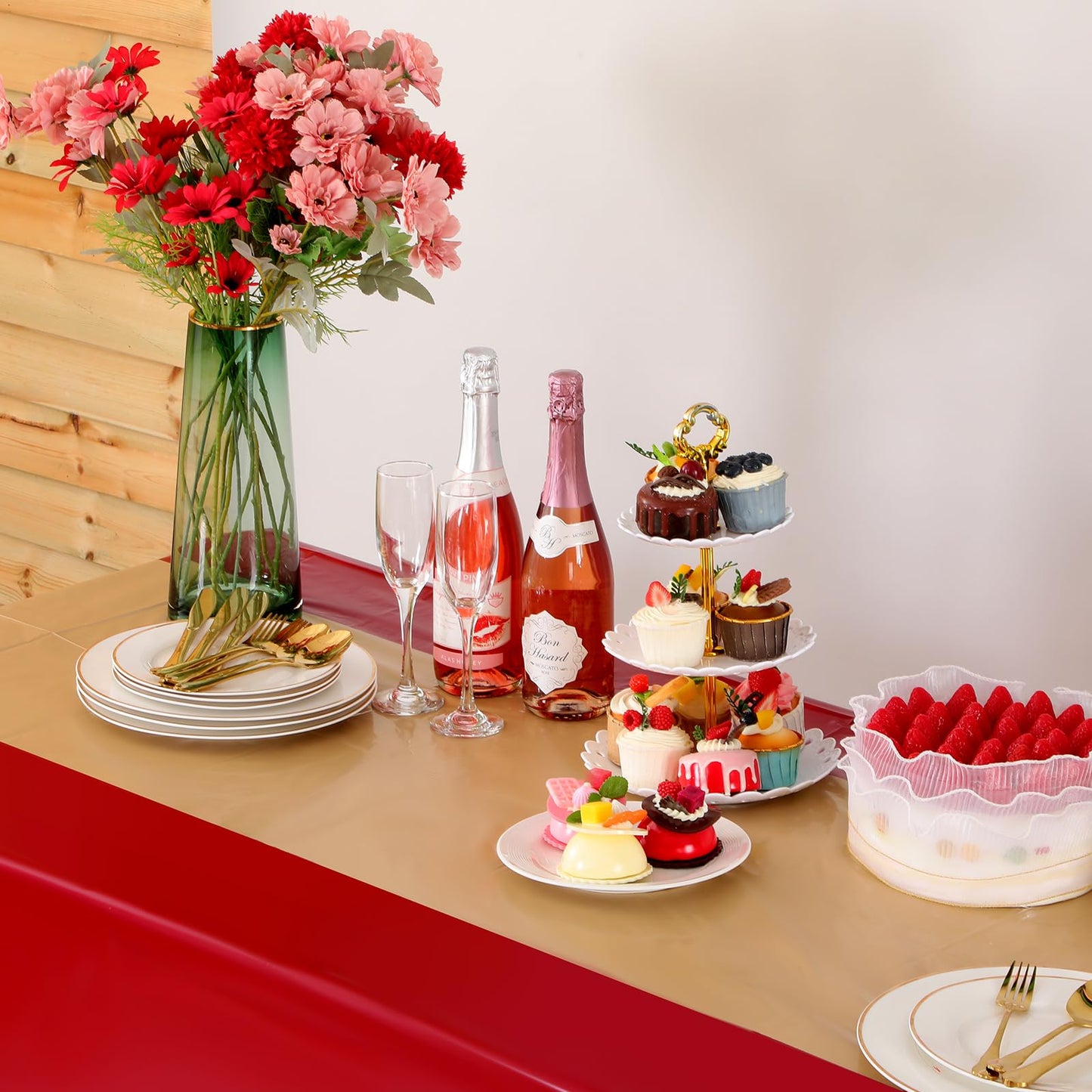 VitalCozy 3 Pack Disposable Plastic Tablecloth Plastic Table Runner Rectangle Table Covers for Graduation Wedding Birthday Party