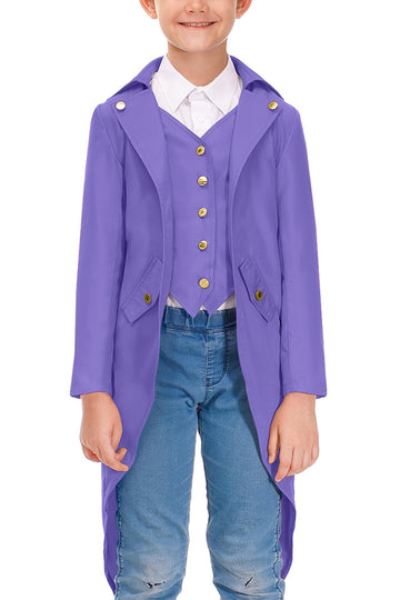 Besserbay Halloween Kids Medieval Wily Wonk Renaissance Steampunk Outfit Pirate Vintage Frock Coat Purple 10 Years