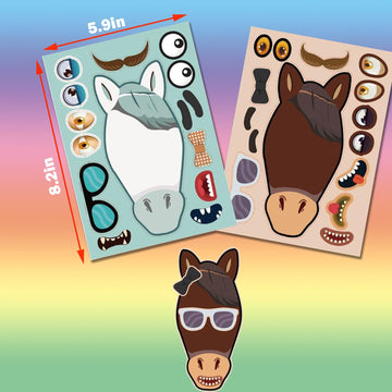 24 Sheets Horse Stickers Make A Face Stickers For Kids Horse Sticker Sheet For Boys Girls Children Farm Zoo Barnyard Themed Birthday Party Favors School Classroom Activity Game Rewards