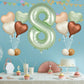 Biapian 40 Inch Sage Green Number 8 Balloons, Large 8Th Birthday Balloons With 18'' Foil Cream Brown Heart Balloon For 8Th Year