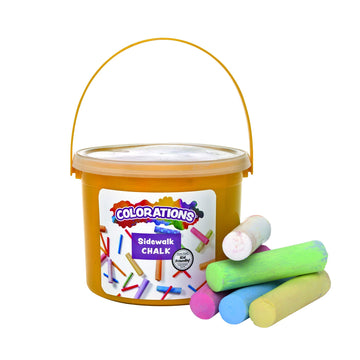 Colorations Washable Sidewalk Chalk In Storage Bucket, 20 Pieces, 8 Assorted Colors, Driveway Chalk For Kids, Oudoor Chalk, Kids Dustless Chalk, Homeschool, Home School Use