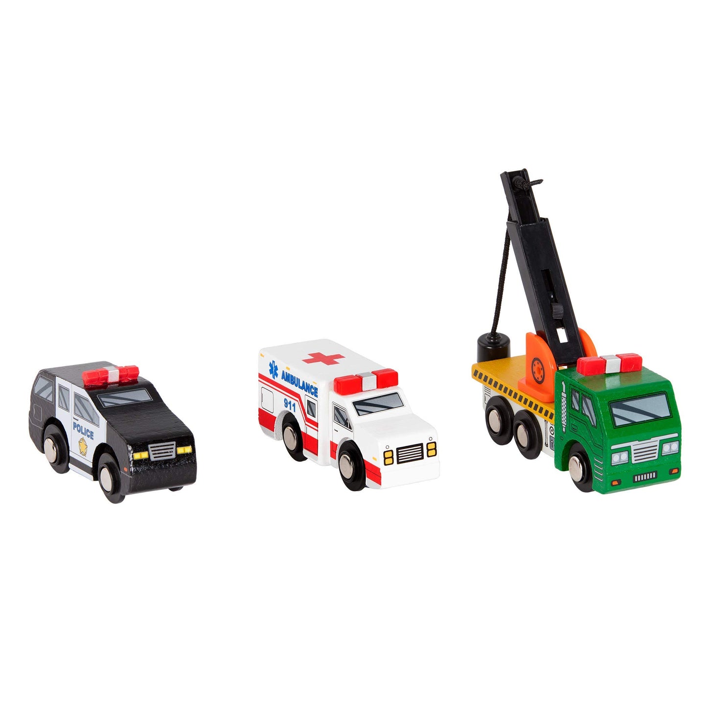 Battat - Wood Cars for Kids - 6Pc Toy Vehicle Set - Mini Rescue & Construction Vehicles - Toddler Truck Toys - 3 Years + - Woode