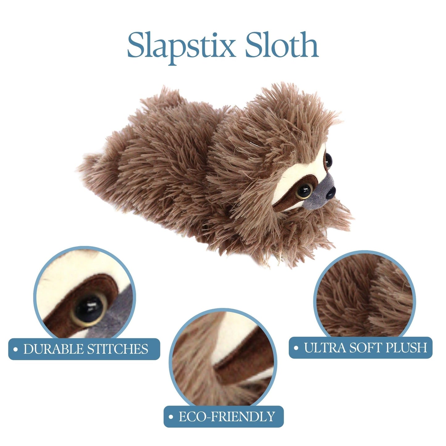 The Petting Zoo Sloth Plush Stuffed Animal Slap Bracelet, 10" Brown Polyester, Model 723706, Perfect Gift for Kids