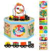 Wooden Activity Cube 9-In-1 Montessori Toys For 1+ Year Old Boys Girls Educational Learning Toys For Toddlers Age 1-2 One Year Old First Birthday Gift Bead Maze Magnetic Trains Track Shape Sorter