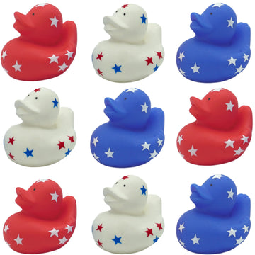 4E'S Novelty Patriotic Rubber Ducks (24 Pack) Bulk 2'' - 4Th Of July Party Favors, Patriotic Party Supplies Gifts Toys For Kids
