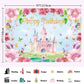 LDWLYW Princess Birthday Backdrop for Girls Pink Princess Castle Happy Birthday Banner Backdrop for Kids Royal Castle Butterfly