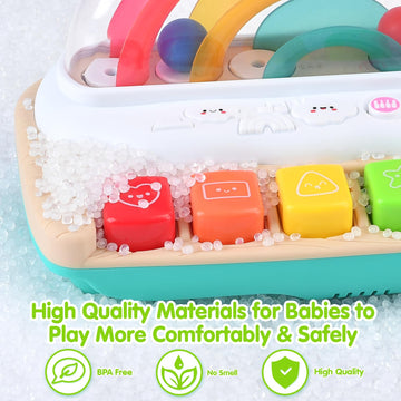 Play Baby Musical Toys - Rainbow Baby Piano Toy Music & Sound Light Up Musical Toys For Toddlers 1-3, Multifunctional Baby Pop Up Toy Cause And Effect Toys For Toddlers Age 1+ And Up Girls