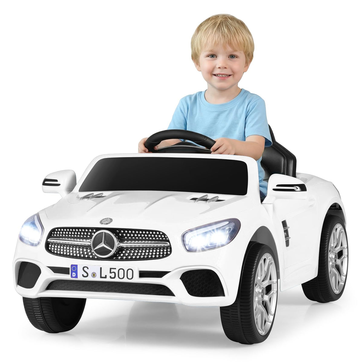 Licensed Mercedes Benz SL500 12V Ride on Car by INFANS with Remote Control, LED Lights, Bluetooth, Music, Horn for Girls Boys Ag