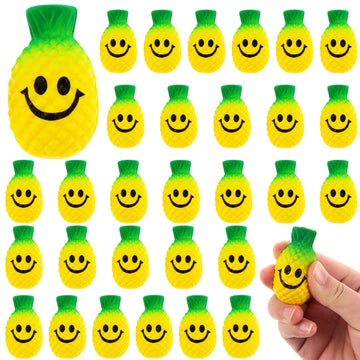 30 Pcs Pineapple Stress Balls Smile Pineapple Squeeze Balls Fruit Stress Relief Toy for Finger Exercise Anxiety Relief Hawaiian 