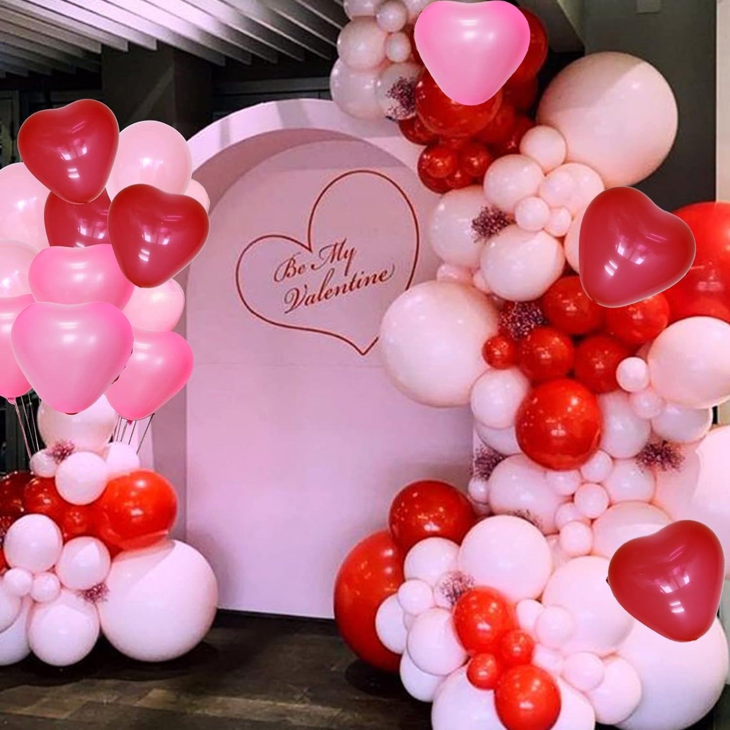 Felice Arts Girl'S Party Pink Red Balloon Garland Arch Kit Pink Red Heart Balloons For Birthday Wedding Proposal Anniversary Mother'S Day Valentines Day Decorations