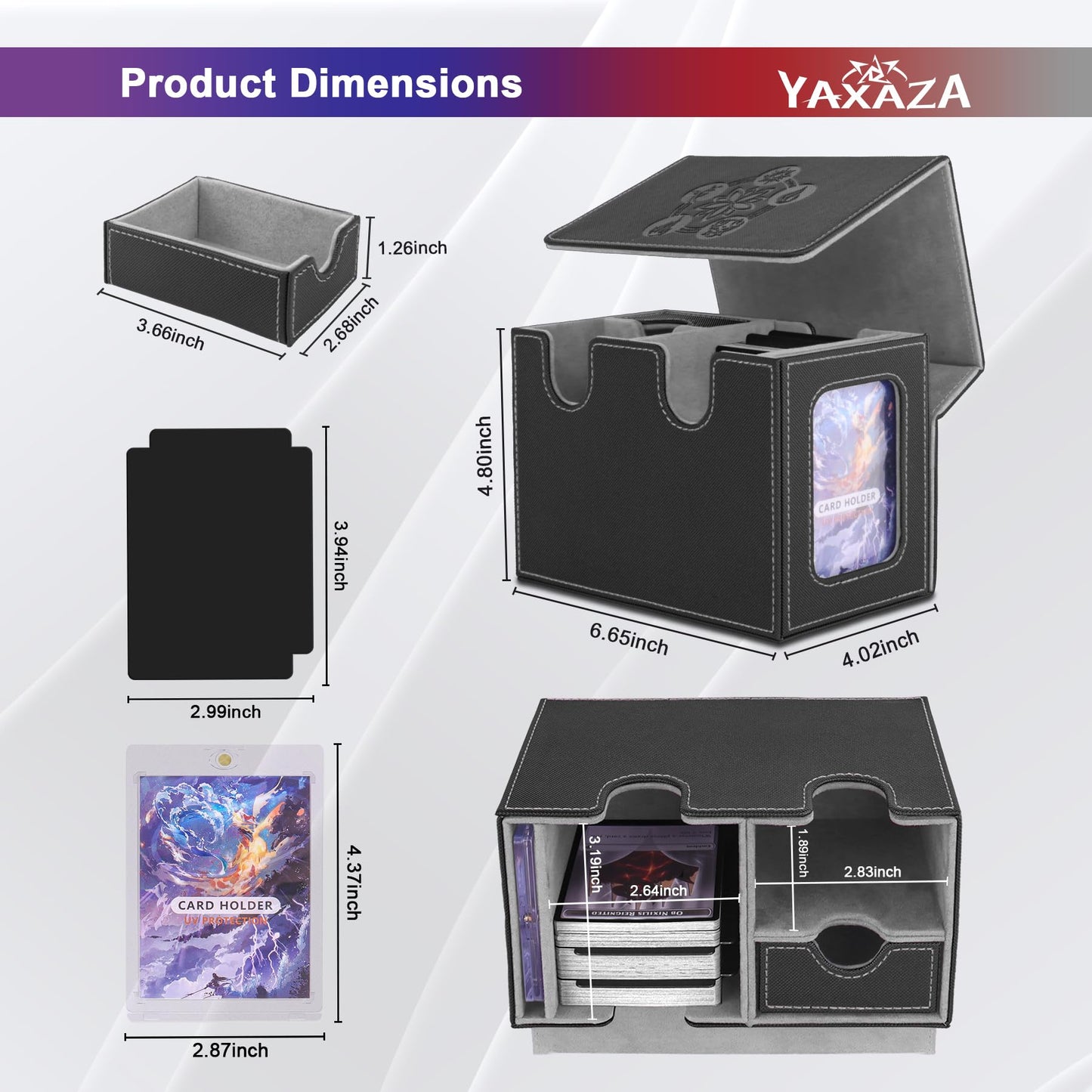 Yaxaza Mtg Deck Box With Commander Display Window, Fits 200+ Double-Sleeved Cards, Strong Magnetic Pu Leather Card Deck Case, Wi