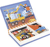 Janod - Magn  tiBook Construction Site Vehicles - Magnetic Educational Game 50 Magnets + 18 Models - Cardboard Childrens Toy -