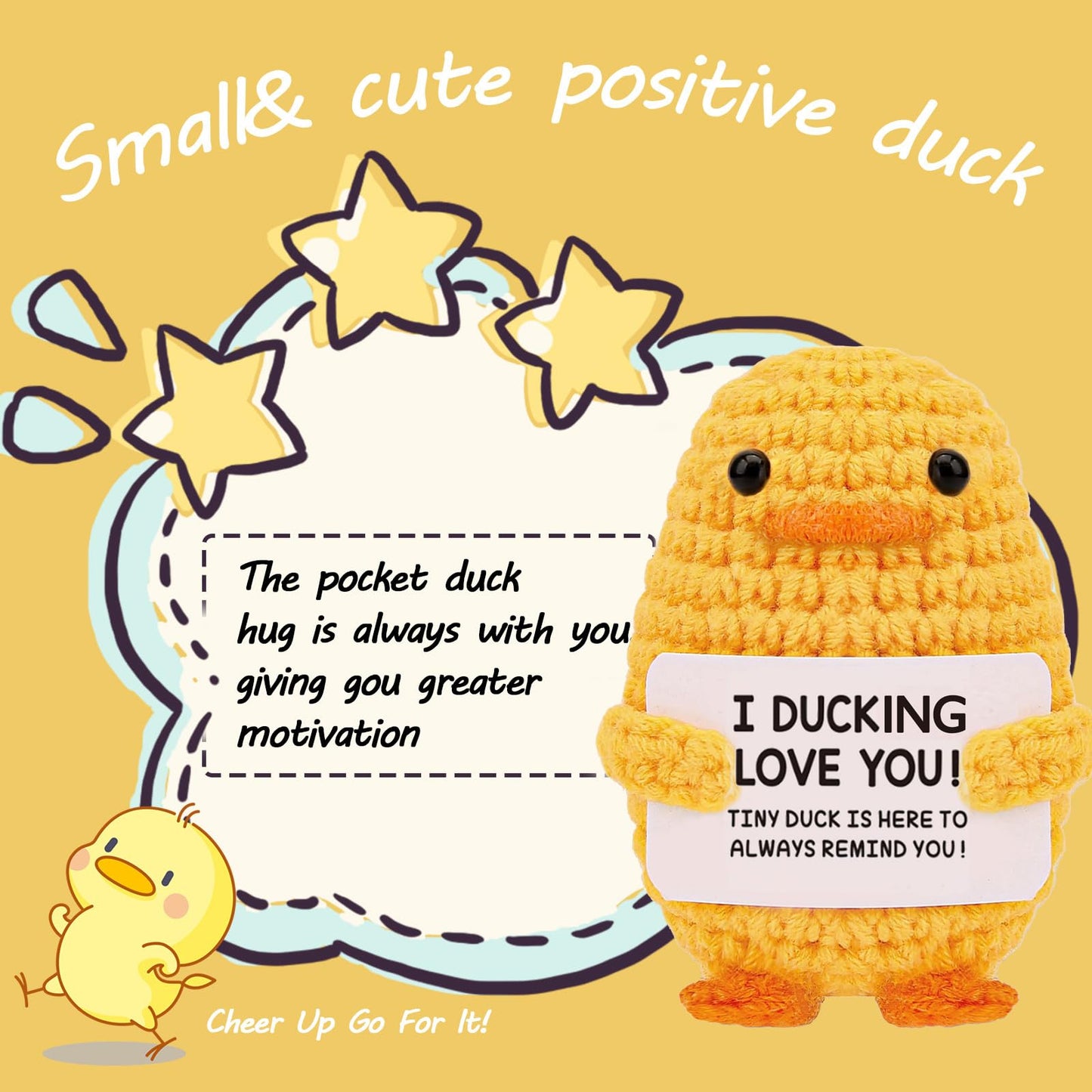 Rivanoer Easter Basket Essentials,Inspirational Crochet Positive Duck,Birthday Gifts For Women Cute Handmade Potato Knitted Duck Toy With Positive Card Cheering I Love You