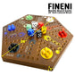 FINENI Wooden Marble Board Game - Dual-Sided Fast Track for 2-6 Players, 20" Dark, Includes 30 Marbles & 6 Dice, Perfect Family Fun