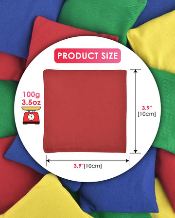 TINDTOP Bean Bags for Tossing(3.9 * 3.9inch  100g/3.5oz)  16 Pack Cornhole Outdoor Toss Gaming Colorful Canvas Bean Bags Carnival Games Kids Beanbags tossing Games